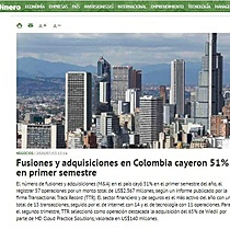 Fusiones y adquisiciones en Colombia cayeron 51% en primer semestre